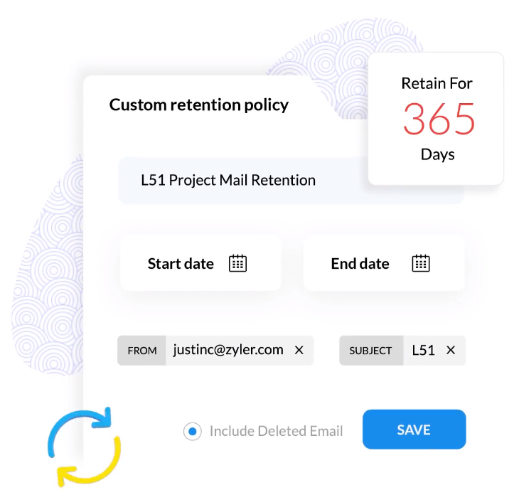 Email retention policy interface